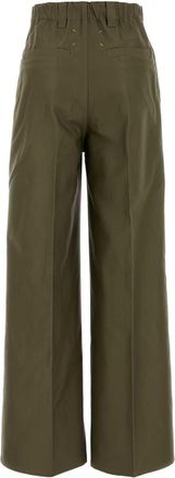 Maison Margiela Womens Wide-Leg Cotton Trousers Green Primario
