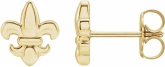 Pompeii3 14K White or Yellow Fleur-de-Lis Earrings