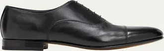Santoni Mens Darian Calfskin Leather Oxfords