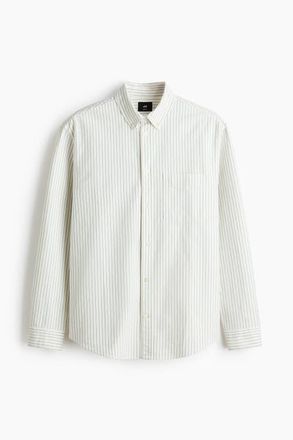 H&M Regular Fit Oxford Shirt in White/striped at Nordstrom, Size Xx-Large