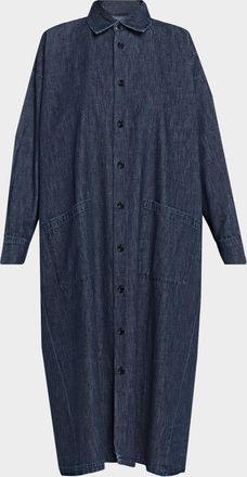Eskandar Angle To Front Side Seam Shirt Dress With Collar