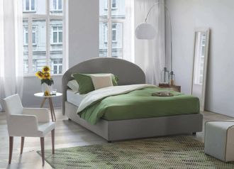 Dmora Dmora - Cama Matrimonial Dadamol, Cama Contenedor Con Revestimiento De Tela, 100% Made In Italy, Apertura Frontal, Con Colch&oacute;n Cm 160x200 Incluido, Gr