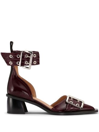Ganni 50mm chunky buckled pumps - Rosso