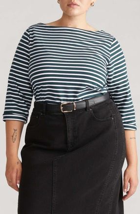 Universal Standard Belle Breton Stripe Top in Deep Sea/White Stripe at Nordstrom, Size 2Xl