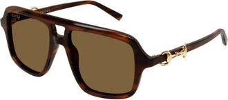 Gucci Navigator Frame Zonnebrillen - Dames - Zonnebrillen - Bruin - 55 MM - Nylon - Accessoires