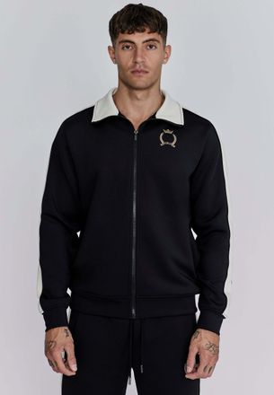 Siksilk Sweatjacke SIKSILK Siksilk Sweatjacke Crest Track Top, Herren, Gr. XL, schwarz, Obermaterial: 95% Polyester PES. 5% Elasthan EL., Sweatjacken Sweatjac