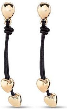 UNOde50 Leather Drop Earrings with Two Small Hearts in Gold at Nordstrom
