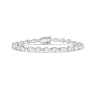 Diana M. Jewels 14kt White Gold 10cts Lab Grown Pear Diamond East-West Tennis Bracelet