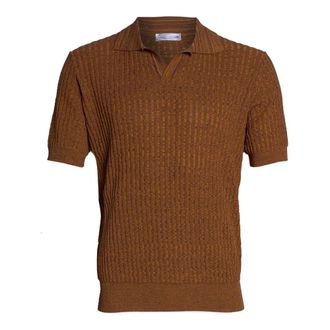 Roberto Collina Polo a coste moulin&eacute; - male - Roberto Collina - V-neck Knitwear - Brown - L - Knitwear