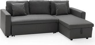 Happy Garden Happy Garden - Sofá cama de polipiel 3 plazas color gris clark