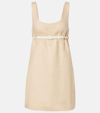 Poss&eacute; Vestido corto Pamela de lino con cintur&oacute;n