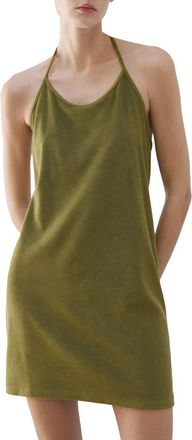 Mango Terry Halter Nightgown in Khaki Green at Nordstrom, Size Medium