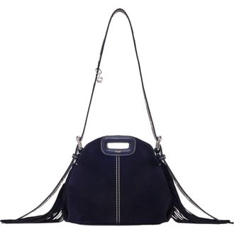 Maje Topstitched suede mini Miss M bag in Marine Blue at Nordstrom, Size Medium