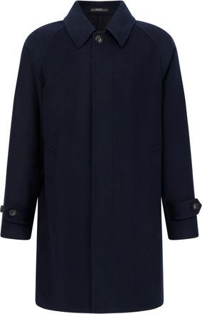 Boggi Milano Jassen, Heren, Blauw, S, Wol, Single-Breasted Jas in Wol en Kasjmier