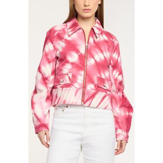 Cinq &agrave; Sept Harriet Tie Dye Stretch Cotton Jacket in Goji Berry/White at Nordstrom, Size X-Small