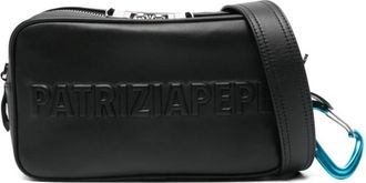 Patrizia Pepe Logo-embossed Crossbody Bag - Dames - Schoudertassen - Zwart - ONE Size - Leer - Tassen