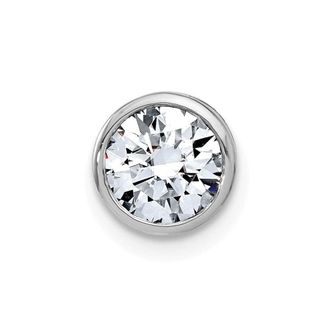 Diamond2Deal 14k White Gold Round Bezel Set Moissanite Chain Slide Pendant