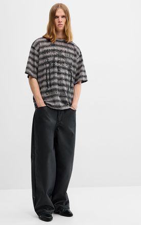 Djab Mens Coated black barrel jean Fit: Loose barrel leg Imported from Seoul