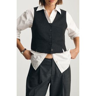 Mavi Crop Boxy Vest in Antrasit Melange at Nordstrom, Size X-Small
