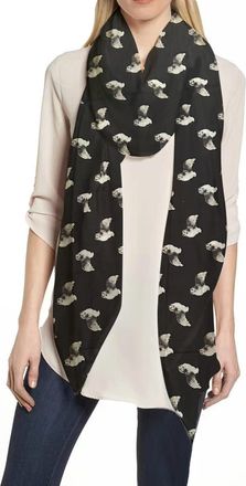 Lina & Lily Shetland Sheepdog Sheltie Dog Print Womens Scarf Shawl Wrap Lightweight (Black)