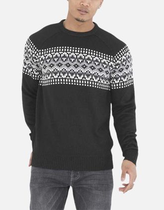 Brave Soul Mens BRAVE SOUL Mens Pullover Jumper Long Sleeve Crew Neck Sweater Plain Casual Top - Black - Size: 36