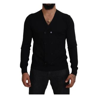Dolce & Gabbana Truien & Vesten, Heren, Zwart, L, Kasjmier, Cardigans