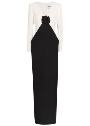 Roland Mouret Colour-blocked Crepe Maxi Dress - Black - 14 (UK14 / L)