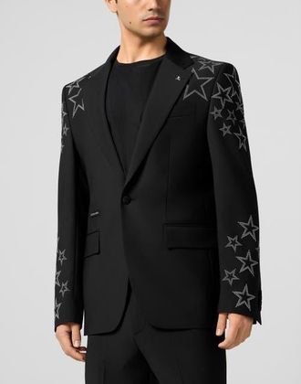 Philipp Plein Blazer Gigolo Fit Stars Studs Men in Black at Nordstrom, Size 64