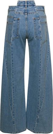 Maison Margiela Womens Five-Pocket Jeans Asymmetric Blue Cotton