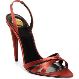 Saint Laurent Kate Pointed Toe Slingback Sandal in Red at Nordstrom, Size 10.5Us