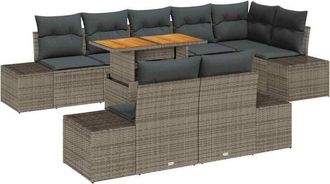vidaXL Garden Sofa Set with Storage 9 pcs Grey Poly rattan vidaXL