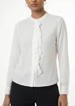 Area Stars Womens Ruffle Linen Top In White