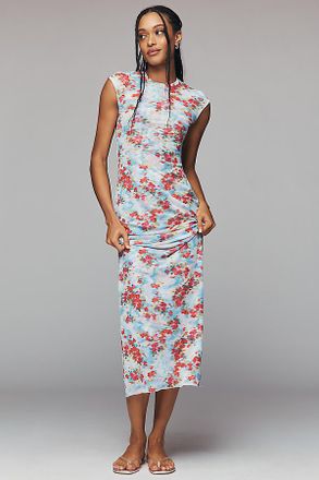 AFRM Short-Sleeve Slim Mesh Maxi Dress