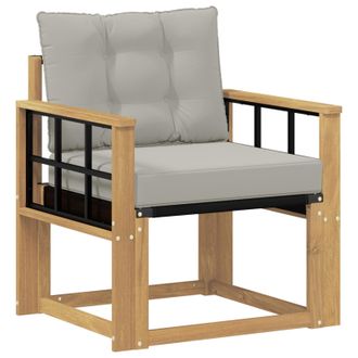 vidaXL Sof&aacute; De Exterior Madera Maciza De Acacia Y Textileno Blanco Vidaxl