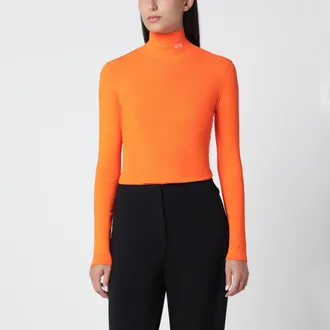Loewe Top a collo alto arancione in misto viscosa