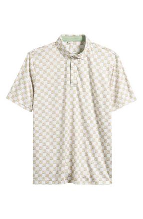 Swannies Lounge Performance Golf Polo in White/Gold at Nordstrom, Size Xx-Large