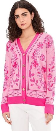 Lilly Pulitzer Maralisa Cardigan Womens Sweater Conch Shell Pink Follow The Sun Jacquard : XXS, Cotton