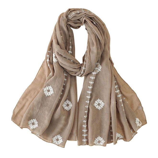 Womens Winter Scarves Long Warm Scarf Wraps Shawl Scarf Linen Women Cotton Long Embroidered Fashion Plain And Thin Scarf Women Scarf Winter (Khaki, On