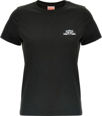 Kenzo Happy Tiger T-Shirt - Dames - T-shirts - Zwart - XS - Katoen - Tops