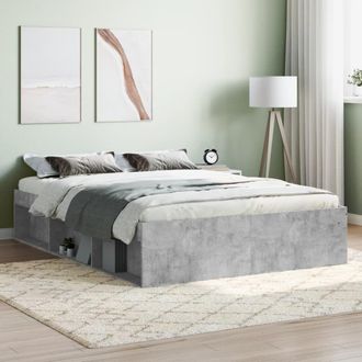 Berkfield Home Bed Frame Concrete Grey 135x190 cm Double