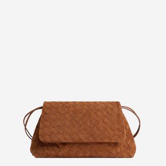 Bottega Veneta Womens Suede Day Pouch Bag Brown Calf Skin Clutch