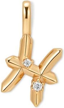 Made by Mary Cubic Zirconia Zodiac Charm in Gold/Pisces at Nordstrom