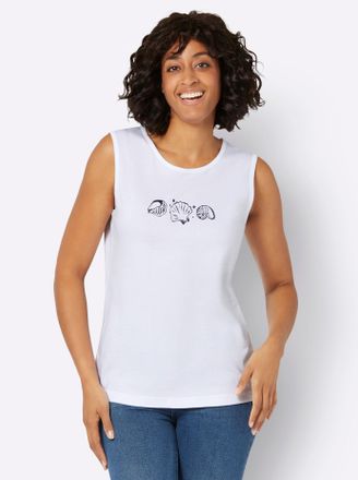 Casual Looks Shirttop CASUAL LOOKS, Damen, Gr. 36, weiss (wei&szlig;), 100% Baumwolle, gemustert, unifarben, Rundhals, Tops Shirttop