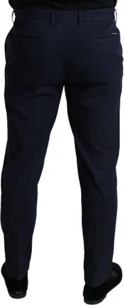 Dolce & Gabbana Mens Dark Blue Cotton Stretch Slim Fit Dress Pants Elastane