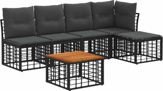 vidaXL Conjunto De Sof&aacute;s De Exterior 6 Uds. Negro Y Gris Oscuro Vidaxl
