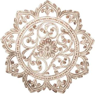 Wanderlust Deco Panel De Madera Artesanal Blanco 90x90x2,5