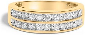 House of Brilliance 10K Yellow Gold Two-Row 1.0 Cttw Diamond Band Ring at Nordstrom, Size 8
