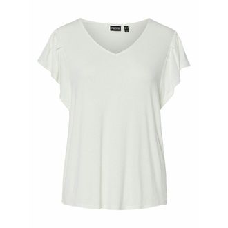 Pieces T-shirt met V-hals en korte mouwen