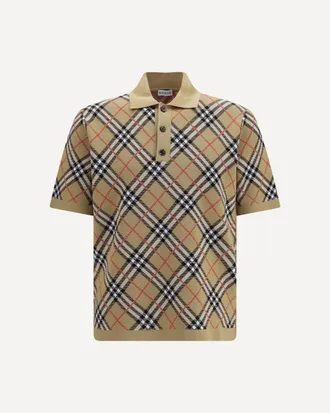 Burberry Check cotton blend Polo Shirt Male L
