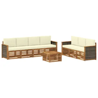 vidaXL Juegos De Sof&aacute;s Con Coj&iacute;n 8 Pcs Madera De Acacia S&oacute;lida Vidaxl